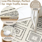 Area Rug 10x14 Rug Machine Washable Non-Slip Low Pile Print Pattern Western Rug for Living Room Bedroom Entryway Tribal Series -Navywhite/Black