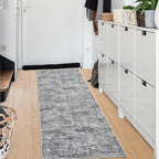 RUGSREAL Hallway Runner Rug 2.5x10 Long Kitchen Rug with Rubber Backing Low Pile Stain Resistant Entryway Carpet Washable Modern Solid Color Runner for Living Room Bedroom, Ivory/Grey