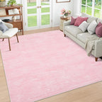 RUGSREAL Area Rug 5x7 Machine Washable Area Rug for Living Room Non-Slip Stain Resistant Modern Abstract Bedroom Rug Contemporary Solid Throw Rug Foldable Accent Floor Carpet for Dining Room, Pink
