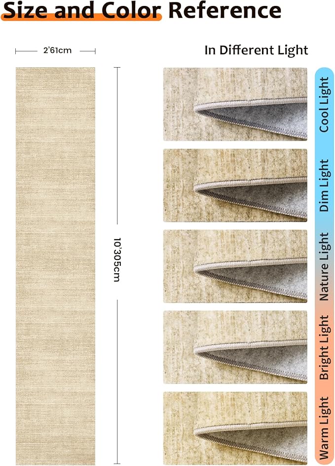 Art&Tuft Non-Slip Runner Rug - 2x10 Runner Rug Washable Low-Pile Rugs Runners, Soft Distressed Carpet Runner for Bedroom Bathroom Kitchen Laundry Living Room, Brown