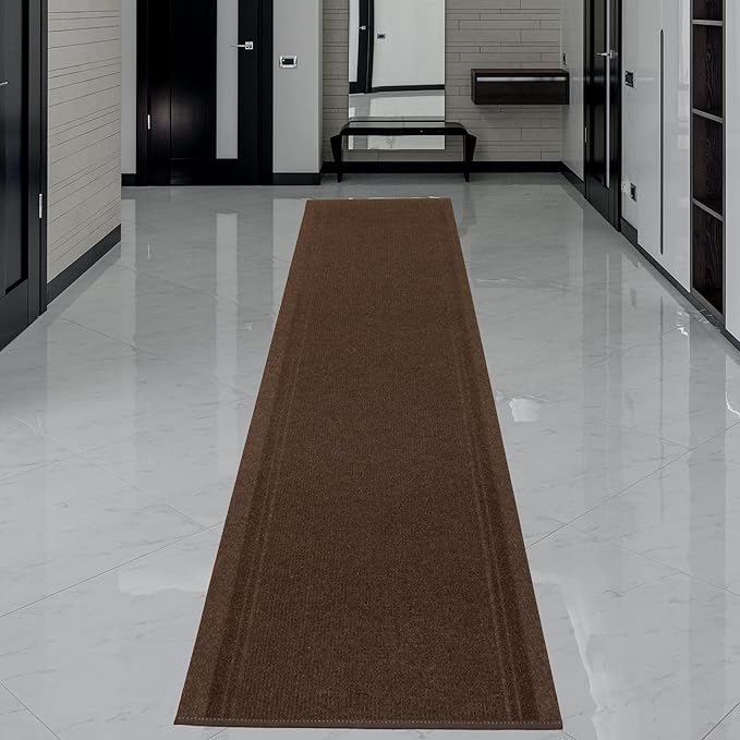 English Home Custom Size Non Slip Striped Design Light Weight Durable PVC Backing Thin Pile Runner Rug (26" x 13')