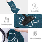 Smiry Dog Door Mat for Muddy Paws, Absorbent Dirt Trapper Non Slip Quick Dry Washable Chenille Mat for Mud Dogs, Entry Rug for Indoor and Outdoor (70x24 Inches, Atlantic Blue and White)