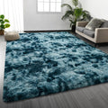 Large Shag Area Rugs 5 x 8, Tie-Dyed Plush Fuzzy Rugs for Living Room, Ultra Soft Fluffy Furry Rug for Bedroom, Indoor Carpet Nursery Rugs for Kids Room Home Decor, Peacock Blue