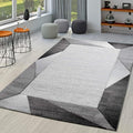 Paco Home Modern Area Rug Bordered with Geometric Pattern Grey Anthracite with Contour Cut, Size: 2'8" x 9'10"