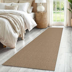 IOHOUZE Washable Runner Rug 2'x8' Rubber Backing Hallway Runner Entryway Runner Indoor, Kitchen Rugs Woven Cotton Floor Carpet for Kitchen Hall Entrance Bedroom, Tan/Brown