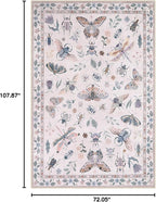 Lahome Insect Print Washable Rugs for Living Room, Soft 6x9 Pink Rug for Bedroom Ultra-Thin Non Slip, Stain Resistant Modern Easy Clean Large Carpet for Dining Room Nursery Classroom(6'x9',Pink)