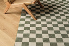Revival Rugs Gambit 7'10"x10' Checkered Rug Washable Area Rug for Living Room Bedroom - 100% Recycled Oeko-TEX Certified, Medium Pile, Green, Beige