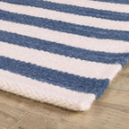 Home Conservatory Ladder Stripe Navy/Ivory Handwoven Wool 4 X 6 Feet, Blue/Ivory Stripe Pattern