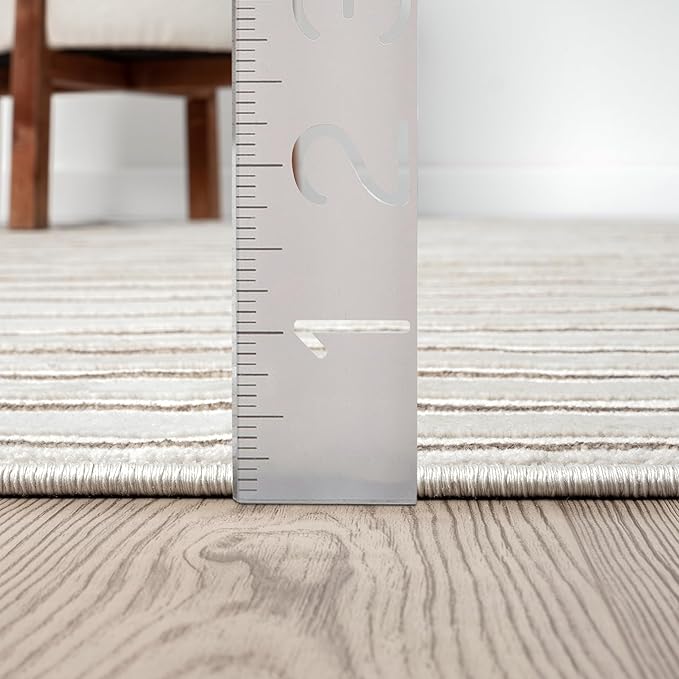 Abani Glam Collection Area Rug - Beige/Cream Modern Abstract Design - 4' x 6' - for Living Room, Bedroom & Office
