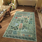 Floral Boho 3x5 Sage Green Bathroom Rugs, Washable Botanical Area Rugs for Entryway Bedroom, Non Slip Kitchen Floor Mat Indoor Throw Carpet for Laundry Living Room (Green,3 x 5)