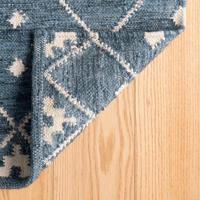 Dash & Albert Kota Indigo Handwoven Wool Rug, 8.5 X 11.5 Feet, Blue Geometric Pattern
