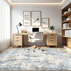 7x10 Area Rugs Washable Rug: Living Room Large Abstract Modern Soft Stain Resistant Indoor Floor Non Slip Accent Carpet for Bedroom Nursery Playroom Office Dining Room Dorm Home House- Blue