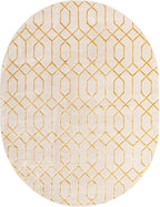 Unique Loom Glam Collection Area Rug - Trellis (7' 10" x 10' Oval, White Gold/ Gold)