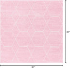 Unique Loom Trellis Frieze Collection Area Rug - Geometric (5' Square, Light Pink/ Ivory)