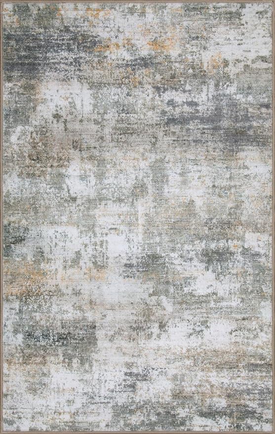 WILLSUN Washable Area Rugs, 4x6 Non-Slip Boho Large Area Rugs for Living Room, Bedroom, Machine Washable Vintage Rug, Indoor Floral Print Carpet for Home Decor, Kid & Pet Friendly Mat