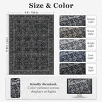 Vintage Charcoal Large Area Rugs 9x12 for Living Room, Earth Tone Dark Big Room Carpet Rug for Bedroom Dining Room, Washable Rug with Rubber Backing Low Pile Thin Soft for Family Room