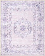 Wonnitar Floral Print 8x10 Washable Rug, Purple Bow Room Decor for Girls Bedroom, Ultra-Thin Non Slip Soft 8 x 10 Large Boho Carpet for Living Room Baby Nursery Kids Playroom
