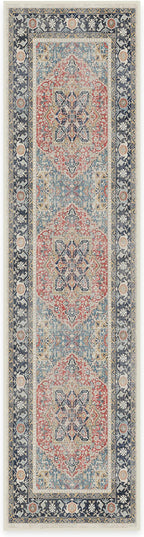 RUGGABLE Washable Vintage Runner Rug – Kamran Cayenne Red 2.5x10, Stain-Resistant, Non-Slip Hallway Runner – Machine Washable Rug for Hallway, Entryway, Living Room & Kitchen–with Cushioned Pad