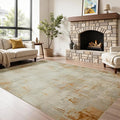 Joydeco 5x7 Area Rugs for Living Room, Washable Modern Abstract Non Slip Soft Rug, Low Pile Carpet for Bedroom, Dining Room, Home Office, Pet & Child Friendly, Light Brown & White&Beige