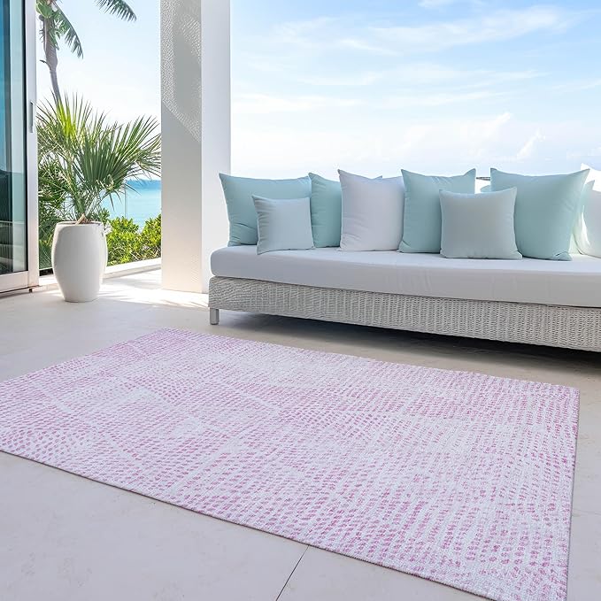 Addison Rugs Chantille ACN591 Pink 8' x 10' Indoor Outdoor Area Rug, Easy Clean, Machine Washable, Non Shedding, Bedroom, Living Room, Dining Room, Kitchen, Patio Rug
