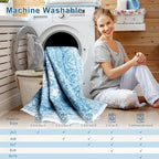 3x5 Area Rug for Bedroom, Machine Washable Rugs with Non-Slip Backing for Living Room, Soft Vintage Carpet Kitchen Laundry Kids Room Decor, Celestial Blue