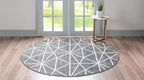 Rugs.com Lattice Trellis Collection Rug – 8 Ft Round Gray Low-Pile Rug Perfect for Kitchens, Dining Rooms