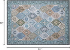 Phantoscope Washable Area Rug 5'x7' Non-Slip, Vintage Boho Rugs for Living Room, Bedroom, Dining Room, Distressed Moroccan Mosaic Diamond Pattern, Low-Pile Foldable Floor Carpet, Blue Teal/Neutral