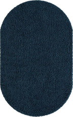 Unique Loom Solid Shag Collection Area Rug (5' 1" x 8' Oval, Sapphire Blue/ Navy Blue)