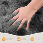 Zentavio Black and Grey Area Rugs for Living Room Large Men Room Carpet 9x12 Bedroom Fluffy Furry Shag Aesthetic Plush High Pile Floor Rug for Kids Room Dorm Home Decor Gray