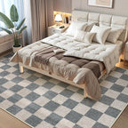 LIVEBOX 8x10 Area Rugs for Living Room, Checkered Non-Slip Washable Rugs, Farmhouse Neutral Classic Geometric Pattern Large Boys Area Rug for bedroom, Carpet for Living Dining Room Office(Grey,8'x10')