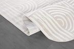 Beverly Rug Modern Geometric Area Rug 8x10 Low-High Pile Durable Soft Abstract Curved Indoor Rugs for Living Dining Room Office Stain Resistant Non Shedding Casual Indoor Carpet Beige White 8 x 10