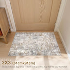 2x3 Entryway Area Rug: Washable Neutral Modern Abstract Small Rug - Non-Slip Low Pile Throw Indoor Carpet for Entrance Kitchen Front Door Mat Bathroom Entry Kids Room - Brown Grey