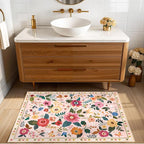 Floral 2x3 Area Rug Machine Washable Soft Print Boho Carpet Non Slip Doormat Low Pile Flower Area Rugs for Living Room Bedroom Nursery Kitchen Dining Room Indoor-Pink