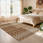 Boho Rugs for Living Room,3x5 ft Braided Rug,Washable Faux Jute Rug for Bedroom,Cotton Soft Entryway Rugs,Floor Carpet with Rubber Backed,Non Slip,Brown/White