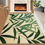 6x9 Bamboo Leaves Living Room Rug - Realistic Botanical Art Bedroom Carpet, Minimalist Leaves Classroom Rug for Carpet Boy Bedroom Office Nursery Hardwood Home Decor
