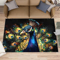 Peacock Rugs for Bedroom - 4x6 Area Rug - 3D Peacock Rugs for Living Room, Abstract Watercolor Animal Rug, Non-Slip Washable Home Decor Carpet