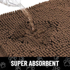 Smiry Dog Door Mat for Muddy Paws, Absorbent Dirt Trapper Non Slip Quick Dry Washable Chenille Mat for Mud Dogs, Entry Rug for Indoor and Outdoor (48x30 Inches, Coffee and White)