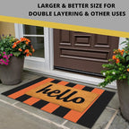 KOZYFLY Orange and Black Striped Rug Doormat 2x3 Ft Halloween Fall Cotton Woven Washable Indoor Outdoor Rugs for Layered Door Mats Porch/Kitchen/Farmhouse