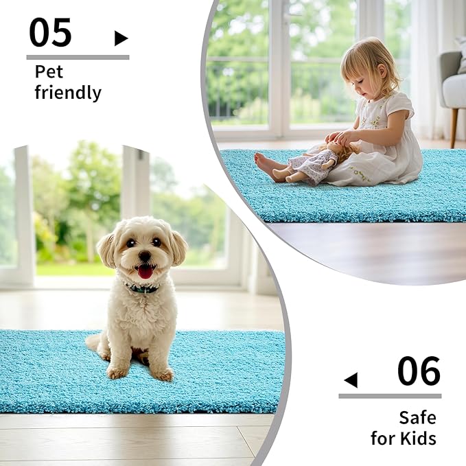 Teal Bathroom Rug 24x48 Non Slip Fluffy Bath Mat for Bathroom Floor Washable Plush Luxury Bath Rug for Tub Soft Shaggy Absorbent Shower Sink Mat