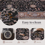 Ciicool Black Area Rugs Washable Non Slip Runner Rug, 2x6ft Hallway Rug Vintage Kitchen Carpet for Entrance Bedroom Laundry Bathroom Decor