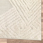 Antep Rugs Palafito 6x9 Geometric Shag Diamond High-Low Pile Textured Indoor Area Rug (Beige, 6'7" x 9')