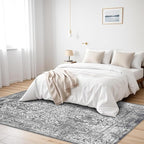 vivorug 5x7 Area Rugs, Stain Resistant Washable Rug for Living Room, Vintage-Inspired Grey Rug