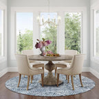 vivorug Round Rug 6ft Vintage-Inspired Round Area Rug Non-Slip Indoor Carpet for Living Room Bedroom Entryway, Stain Resistant Home Decor Circle Rug, Blue Medallion