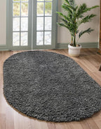 Unique Loom Davos Shag Collection Area Rug - Solid (7' 10" x 10' Oval, Peppercorn)