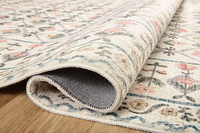 Loloi Rifle Paper Co. Eden Collection EDE-03 Lattice Ivory 2'-6" x 11'-6" Runner Rug feat. CloudPile™