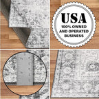 ReaLife Rugs Machine Washable Area Rug - Living Room Bedroom Bathroom Kitchen Entryway Office - Padded Low Pile Stain Resistant Premium - Boho Farmhouse Vintage - Joy - Gray 4' x 6'