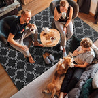 Amearea Fluffy Indoor Trellis Rug, Soft Moroccan Home Rugs for Bedroom, Shag Modern Area Rug for Living Room Kids Room Nursery, Indoor Easy Clean Low Pile Rug Carpet, Dark Grey 4x6 Feet