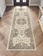 Dripex Kitchen Runner Rug-2x6 Washable Distressed Hallway Runner Oriental Medallion Carpet Non-Slip Non-Shedding Laundry Mat Foldable Thin Entry Throw Area Rug for Living Room Bedroom