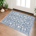Vintage Entryway Rug 2x3 Washable, Light Blue White Kitchen Rug, Super Soft Thin Faux Wool Small Area Rug, Non-Slip Accent Mat for Foyer, Bedroom, Office