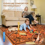 Moynesa Bedroom Rug 5x7, Washable Bohemian Scandinavian Orange Area Rugs for Living Room Dining Room Reading Coner, Modern Country Floral Bird Carpet, Fall Home Decor Non-Slip Protection